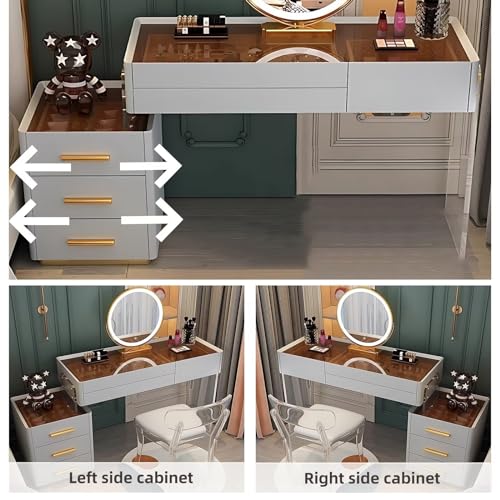 White 31.5'' Acrylic Makeup Vanity with Smart LED Lights Mirror, 6 Drawers and Tempered Glass Desktop M78267