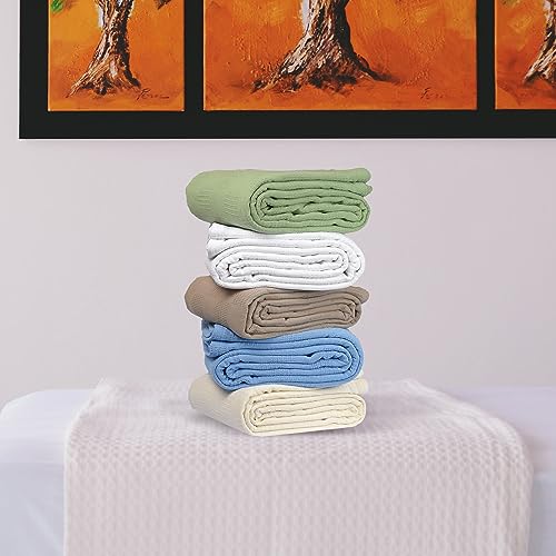 100% Cotton Thermal Blanket (74x100 in, White) A889
