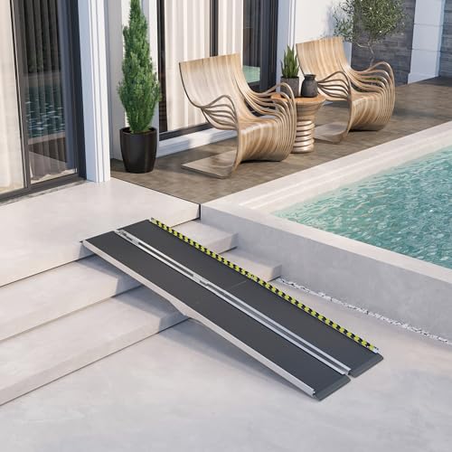 8FT Foldable Aluminum Wheelchair Ramp with Non-Slip Surface P437935