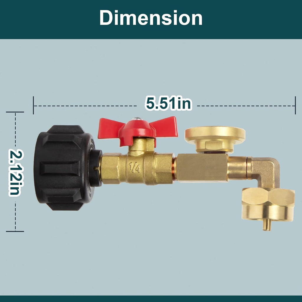 Propane Refill Adapter with Valve and Gauge, Brass S141