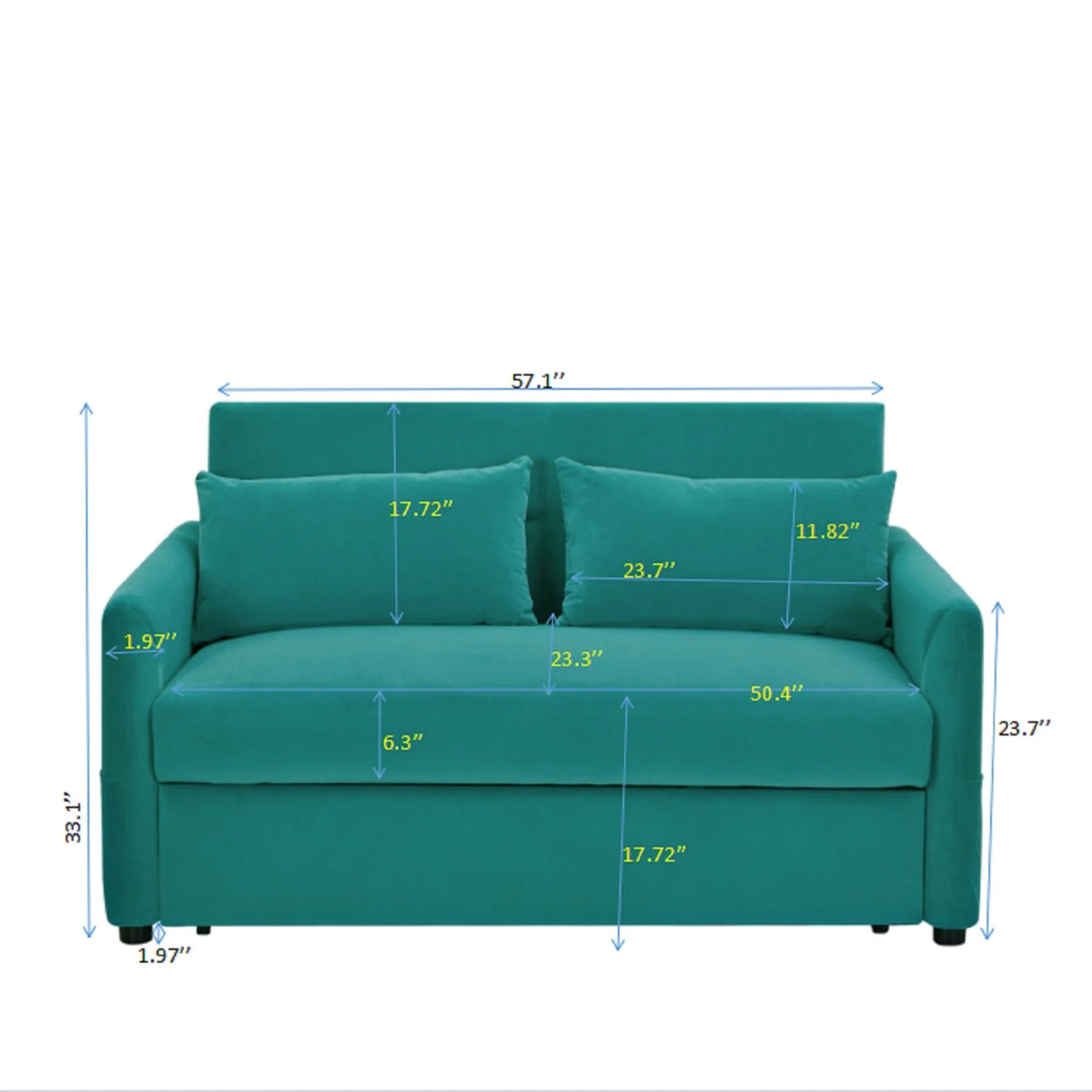 Blue Velvet Loveseat Sofa Z788