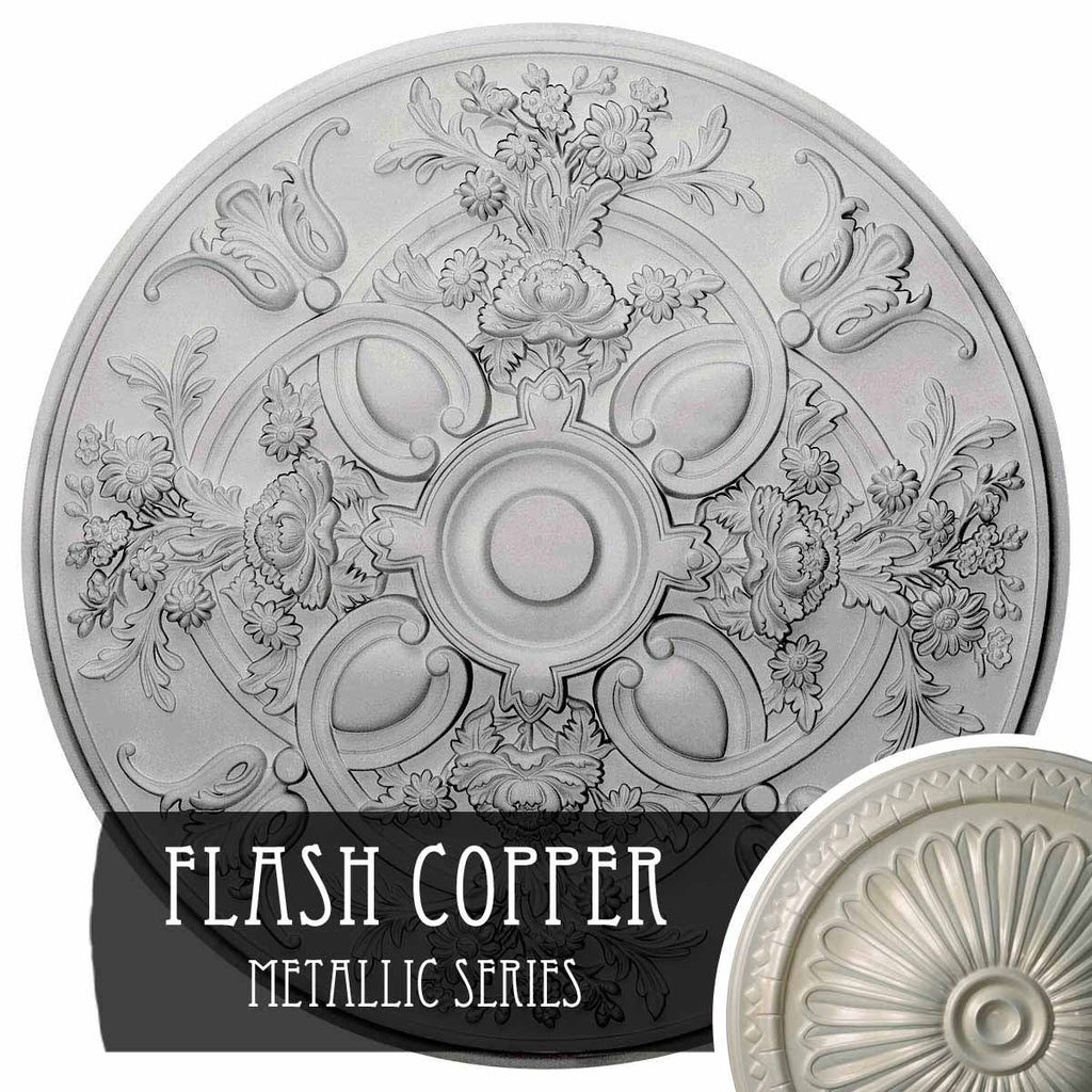 31 1/4x22OD x 2 1/4x22P Hand-Painted Flash Copper Ceiling Medallion Y58192