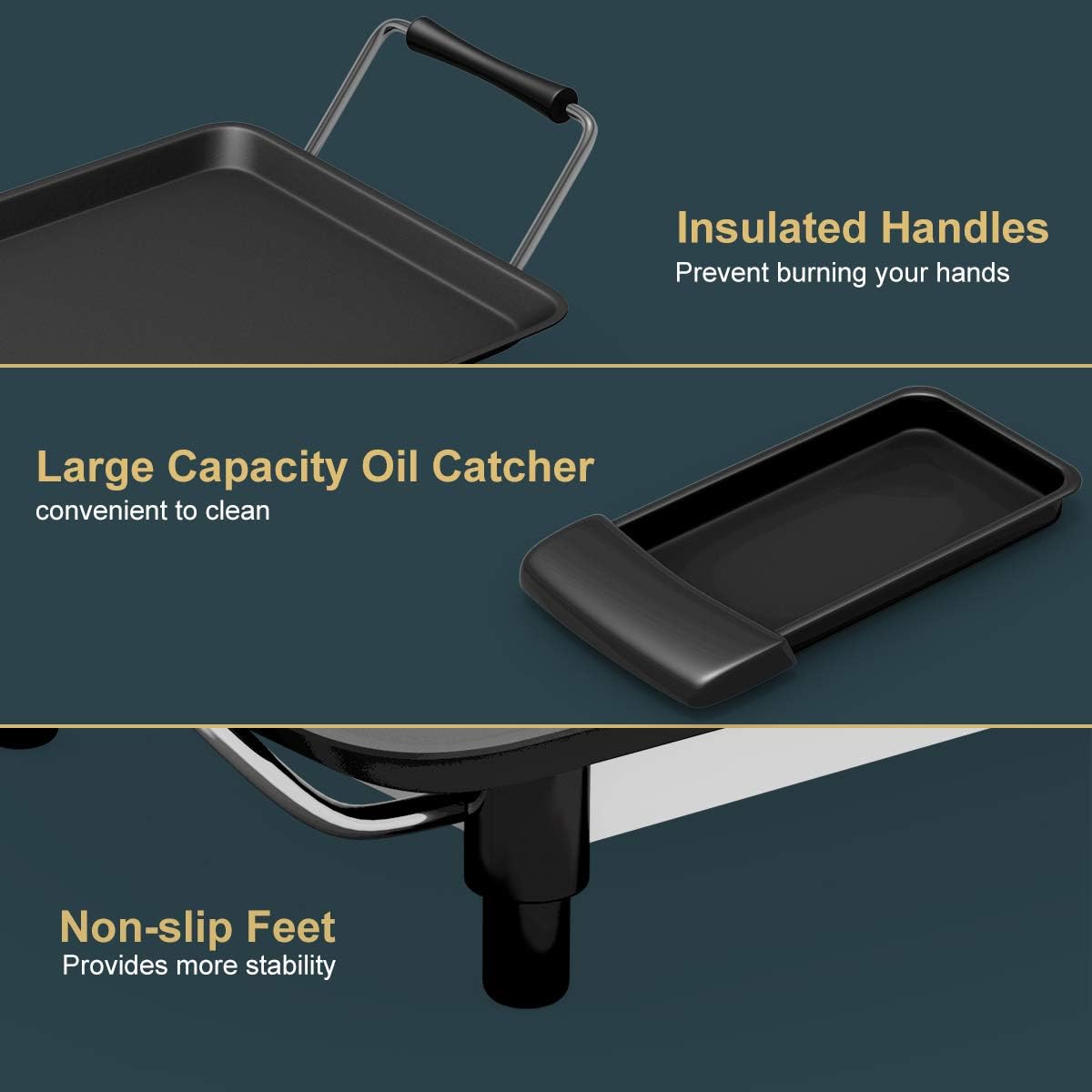 35 Electric Nonstick Extra Large Griddle Grill with Adjustable Temperature & Drip Tray T8221