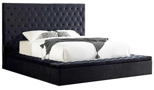 Cream Eastern King Velvet Tufted Storage Bed O133