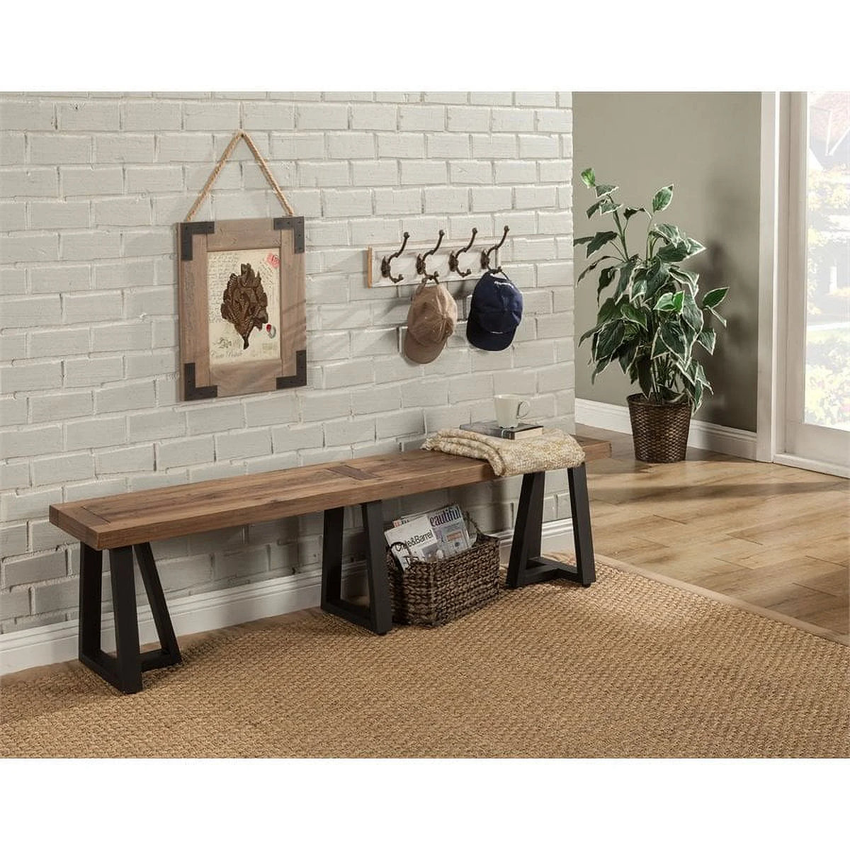 4 Piece Wood Dining Table Chairs & Bench Set Q322288