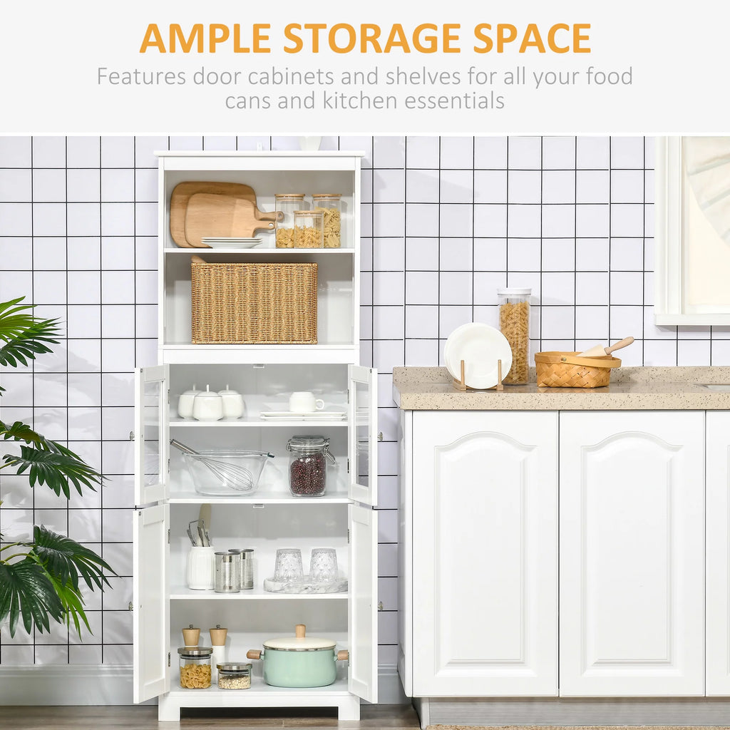 63" White 4-Door Storage Cabinet with Hutch O661