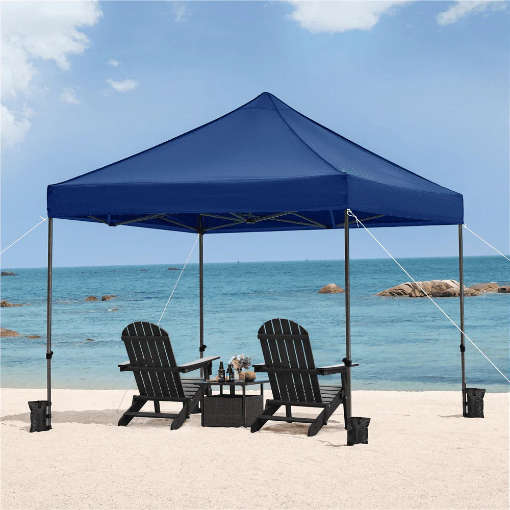 10x10FT Pop Up Canopy Tent with Wheeled Carry Bag, Navy Blue L692122
