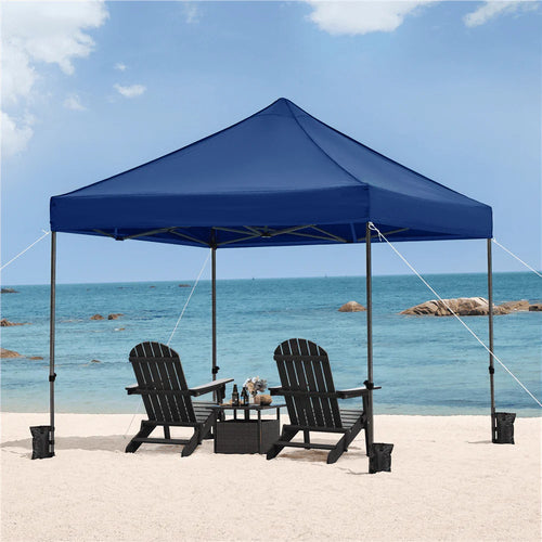 10x10FT Pop Up Canopy Tent with Wheeled Carry Bag, Navy Blue L692122