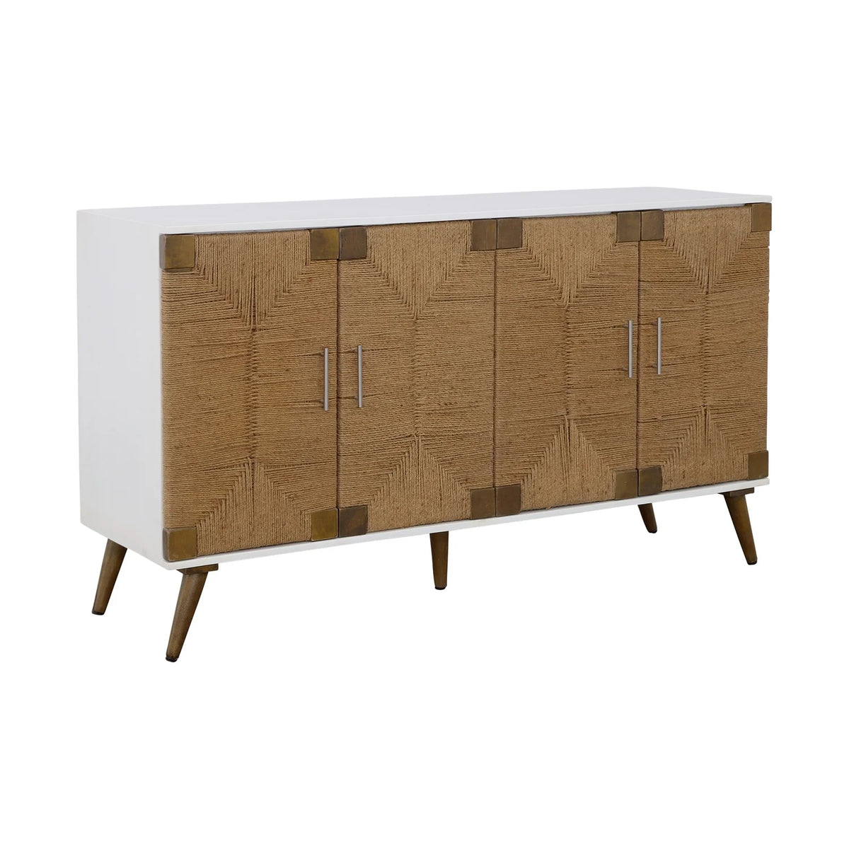 White 4-Door Wood Credenza P782264