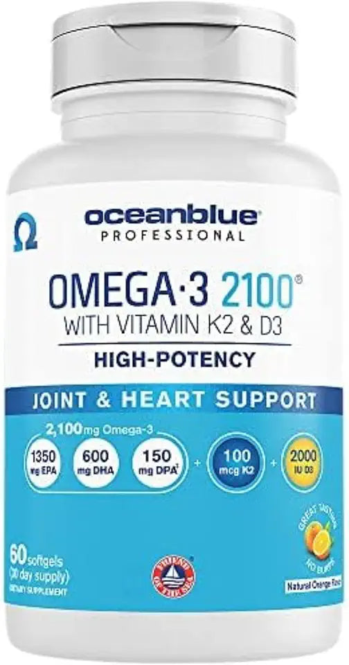 Omega-3 Fish Oil Supplement with Vitamin K2 and Vitamin D3, 60 Count L94725