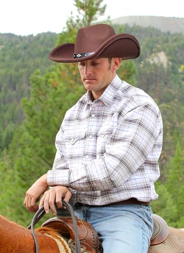 Felt Wide Brim Western Cowboy Hat with Belt Buckle N597