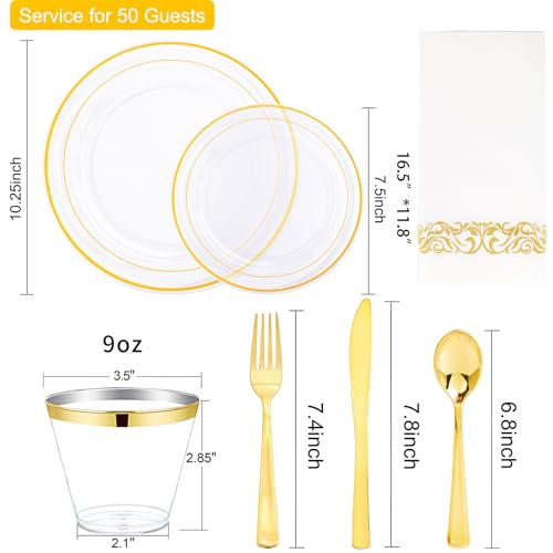 350Pcs Gold Dinnerware Set for 50 Guests T76424