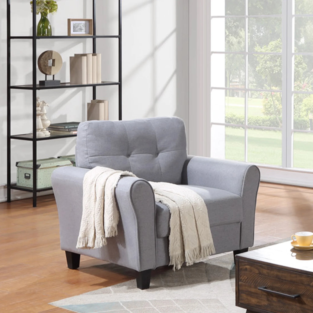 Light Grey-Blue Linen Upholstered Armchair A88705