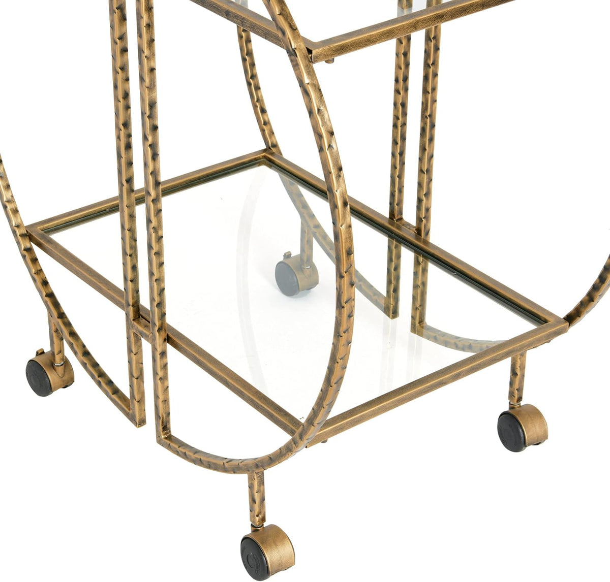 Hammered Brass Round Bar Cart B1195