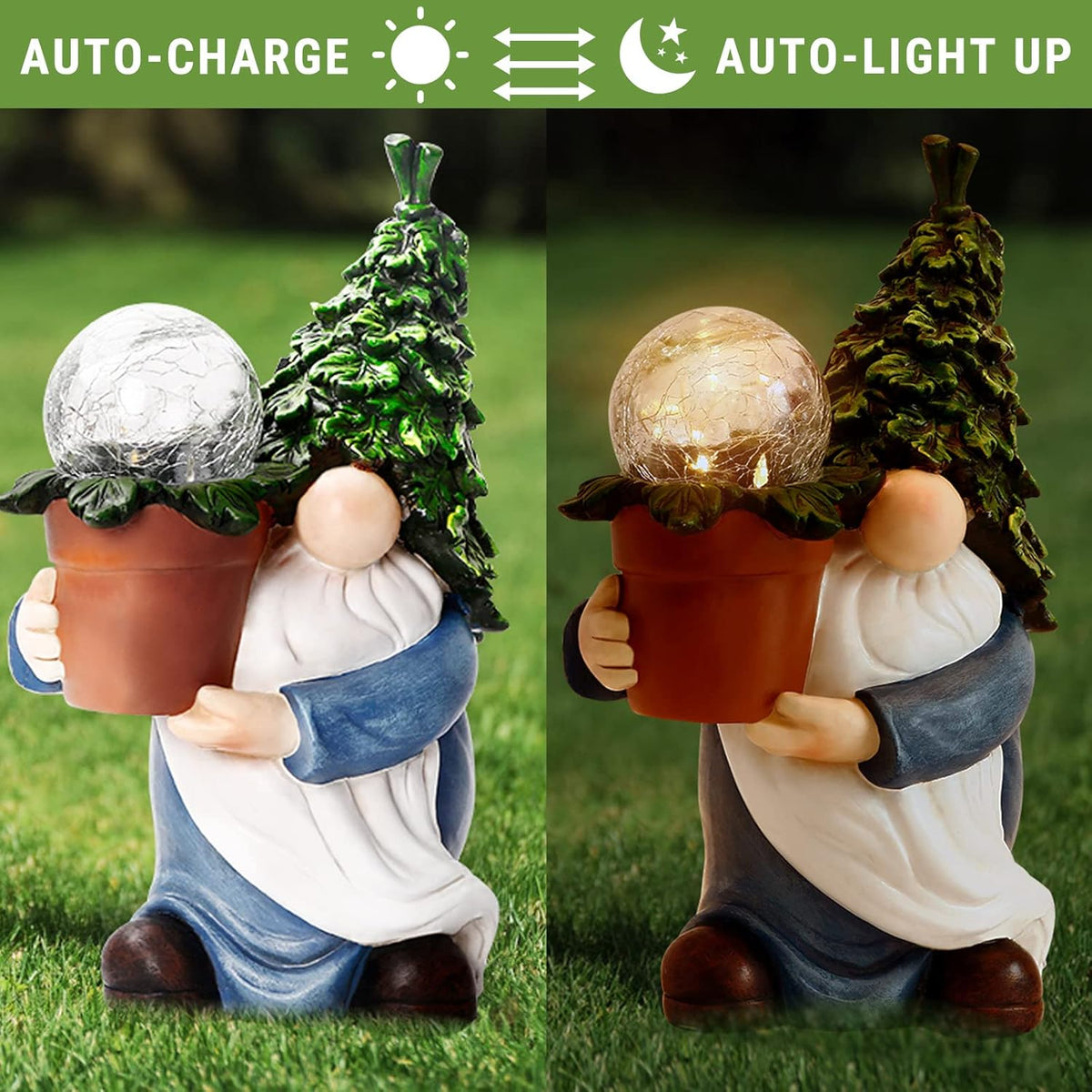 Gnome Garden Statue with Solar LED Lights D65575