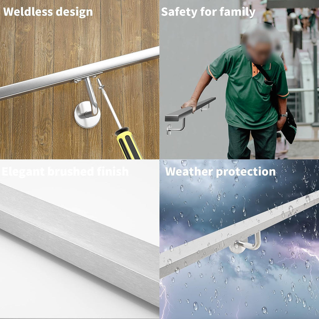 Brushed Stainless Steel Wall Mounted Stair Handrail S3751