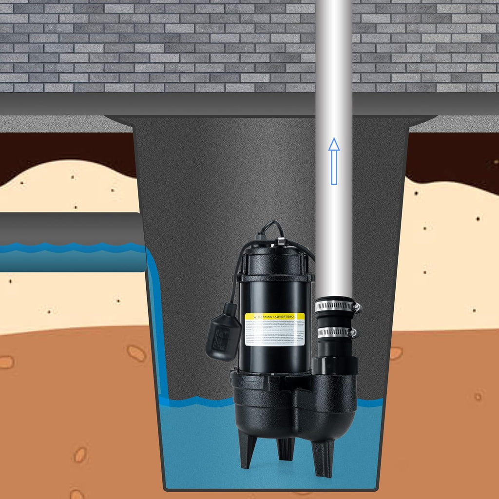 Cast iron submersible sewage pump with 10 ft. piggy back tether float switch F590