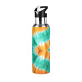 Tie Dye Orange Green 20 OZ Vacuum Insulated Stainless Steel Water Bottle with Straw Lid O899059