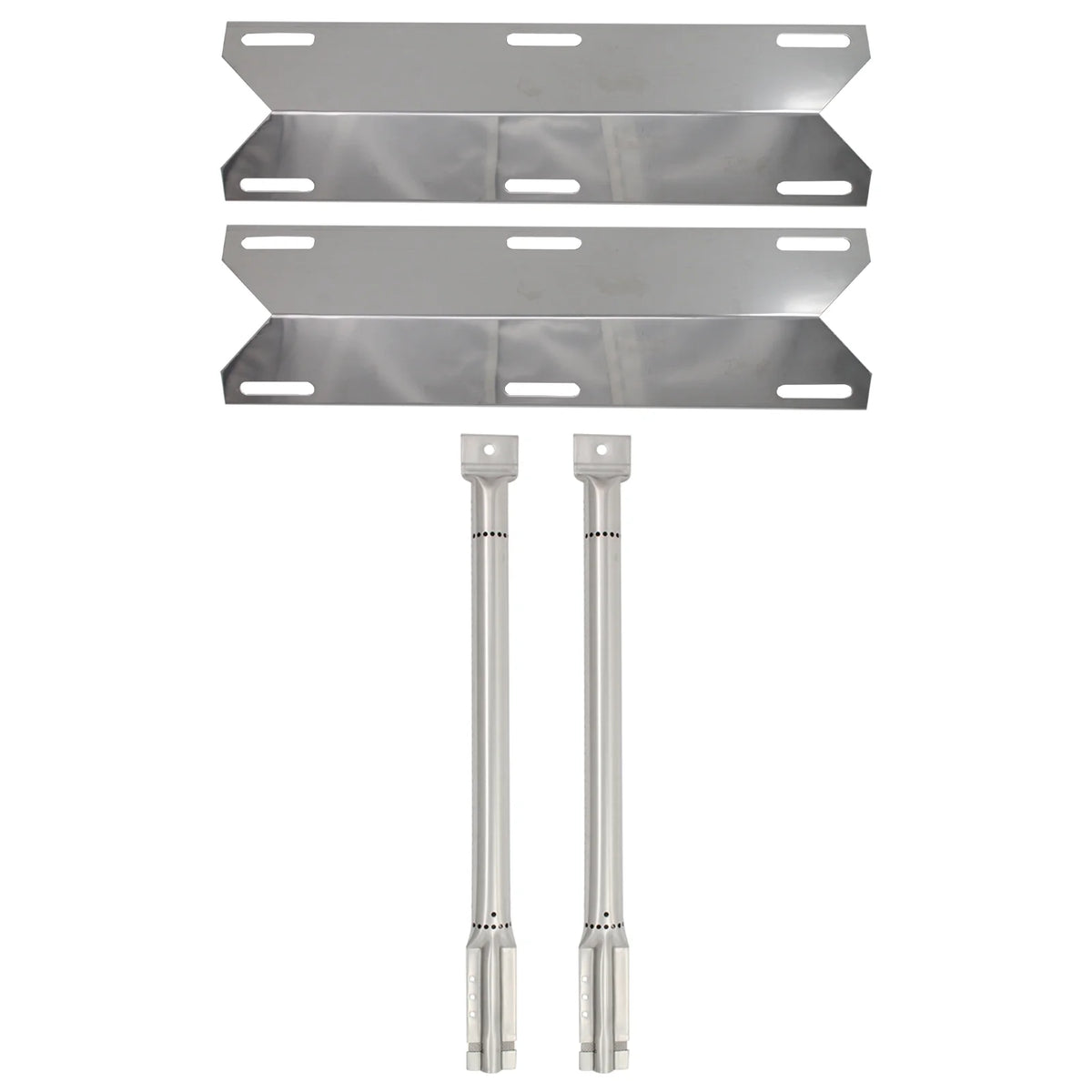 2-Pack Stainless Steel BBQ Gas Grill Tube Burner & Heat Shield Plate Replacement Parts N24073