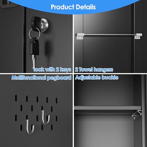 Black Metal Storage Cabinets with Pegboards and Hooks L4547
