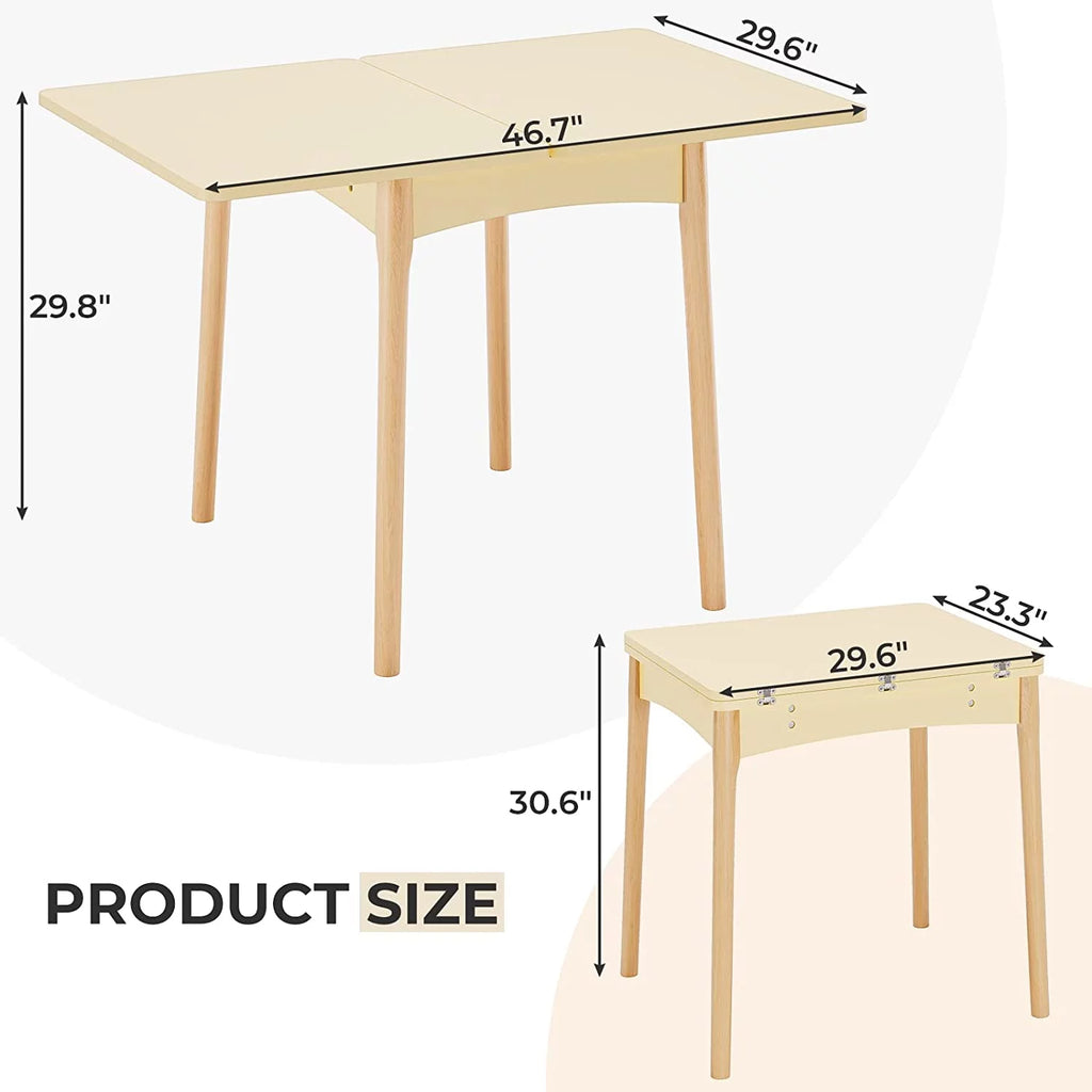 Folding Dining Table with Hidden Storage, Beige I7890