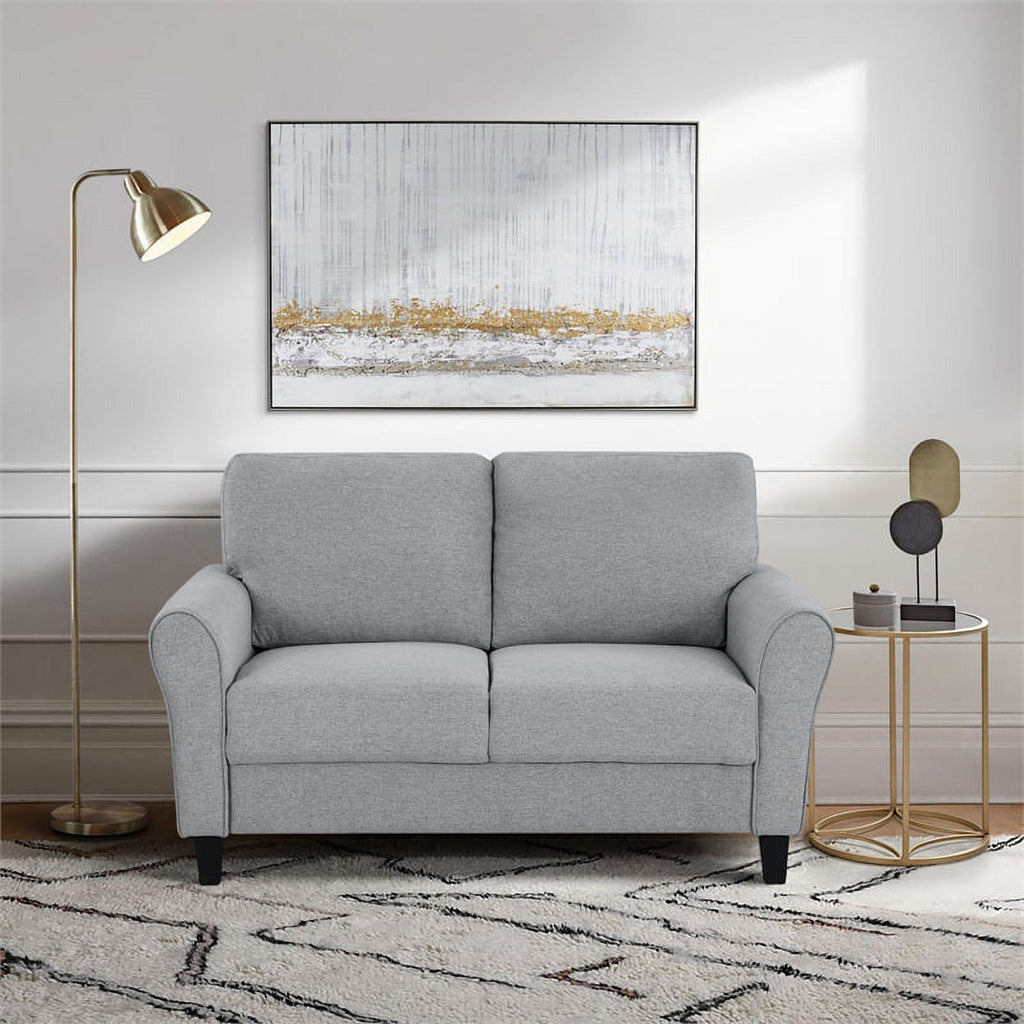 Transitional Solid Wood and Polyester Love Seat in Dark Gray/Black S958865