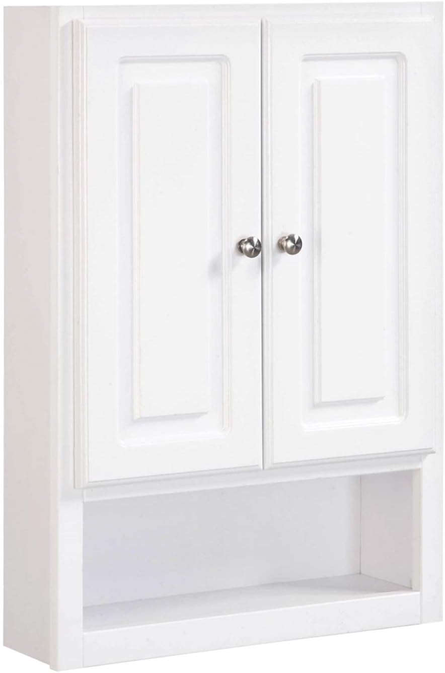 White 2-Door 1-Shelf Bathroom Wall Cabinet N563