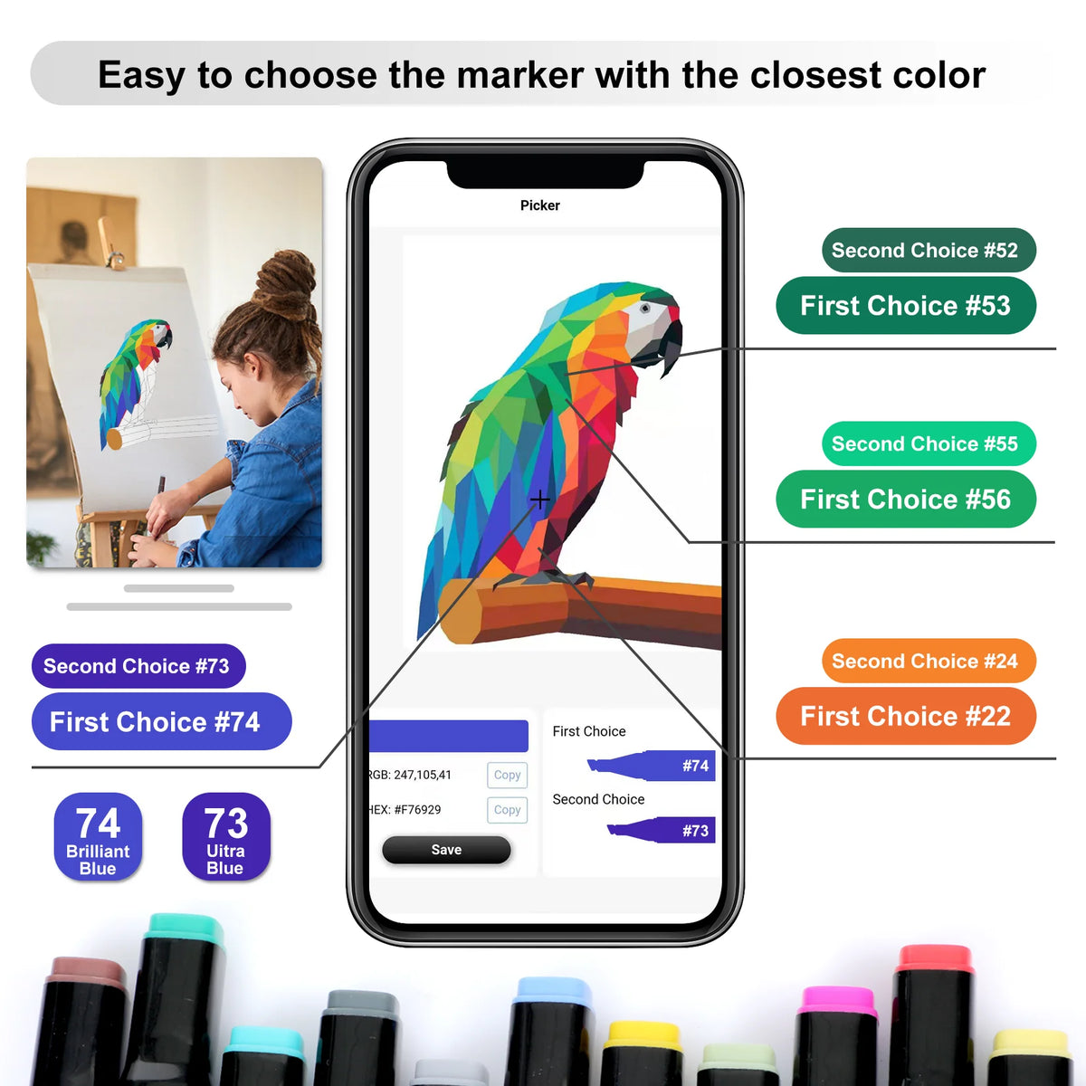 262 Colors Alcohol-Based Markers with Chisel and Fine Tip C708