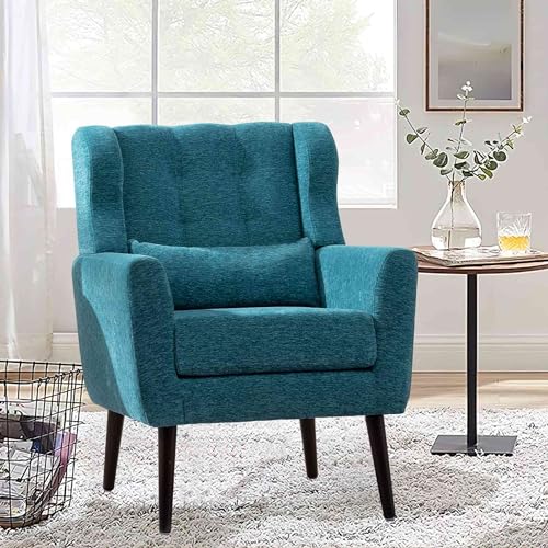 Dark Blue Chenille Fabric Accent Chair Set of 2 Y9686