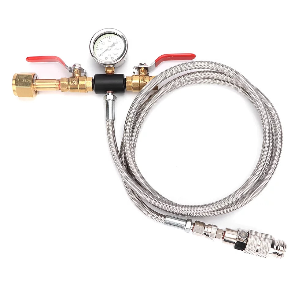 C O2 Filling Valve Dual Valve Connector CO2 Filling 1.8m Hose Adapter with Gauge for Sodastream N94470