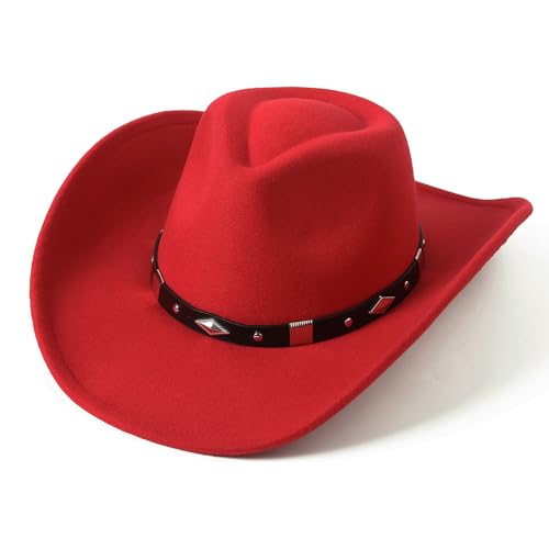 Felt Wide Brim Western Cowboy Hat with Belt Buckle N597