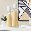 Gold Glass Pillar Candle Holders Set of 2 M324