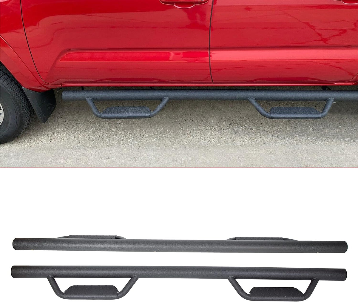 Matte Black Running Board Side Steps for Toyota Tacoma Double/Crew Cab 2005-2021 Q8674