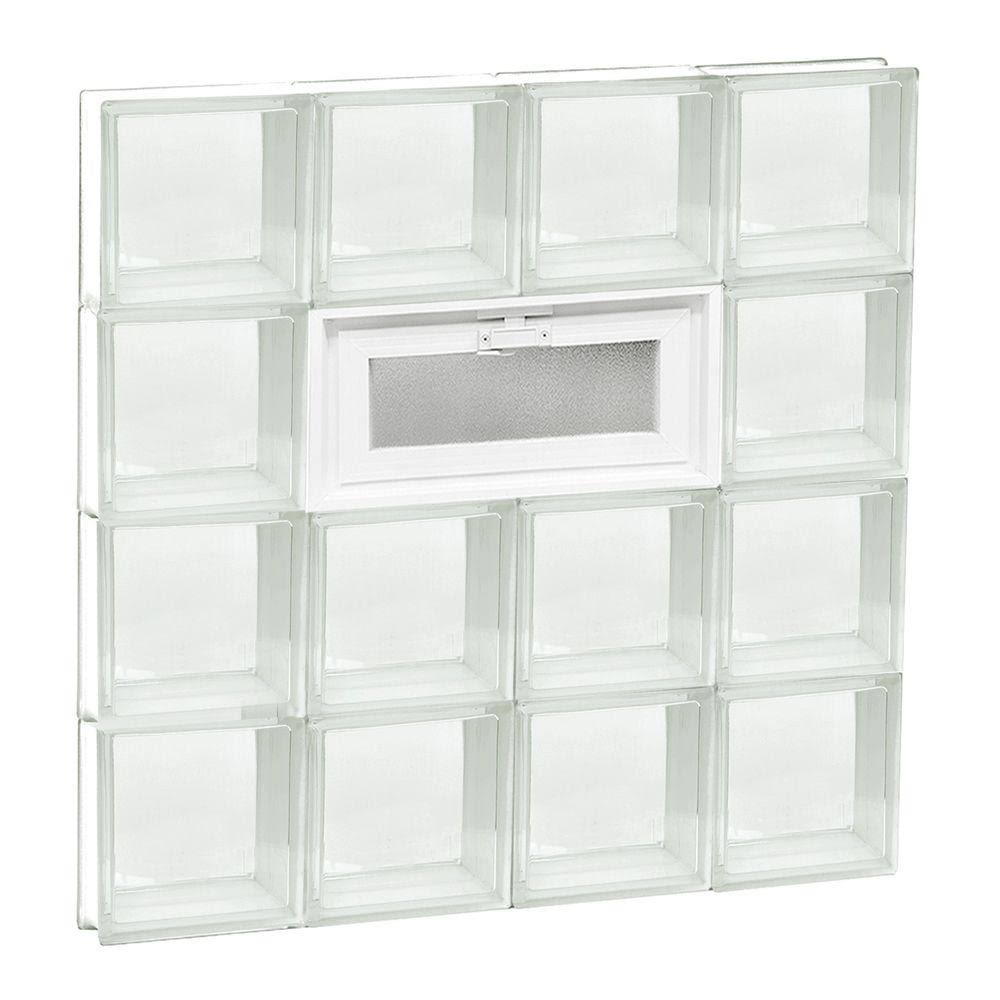 Frameless Vented Clear Glass Block Window X2835