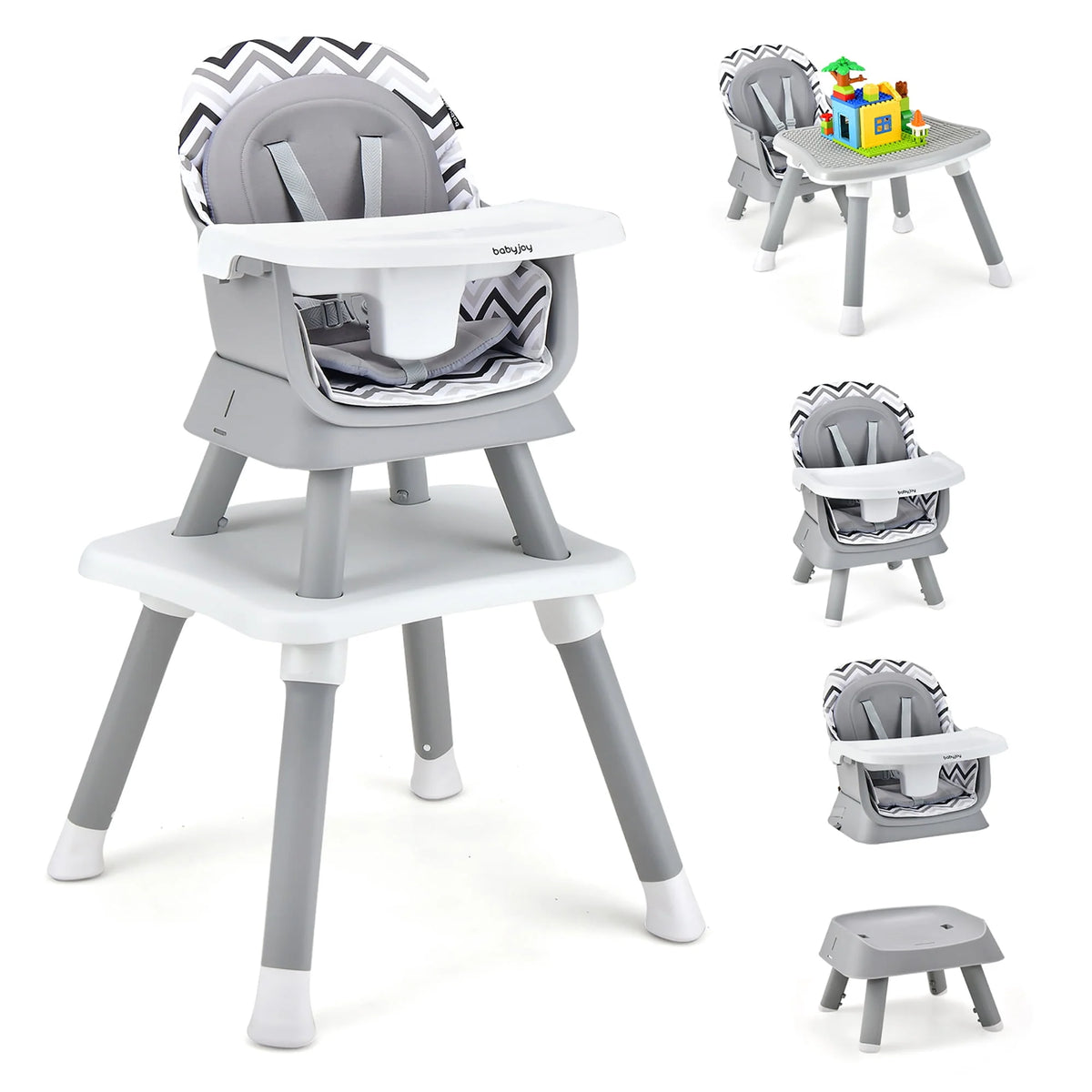 8-in-1 Convertible High Chair Booster Seat with Removable Tray Yellow S344902