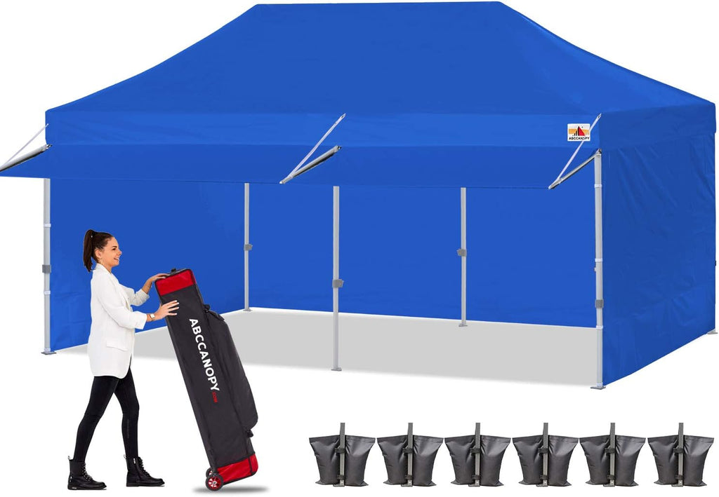 White 10x10 Pop up Canopy Tent with Awning and Sidewalls K239553