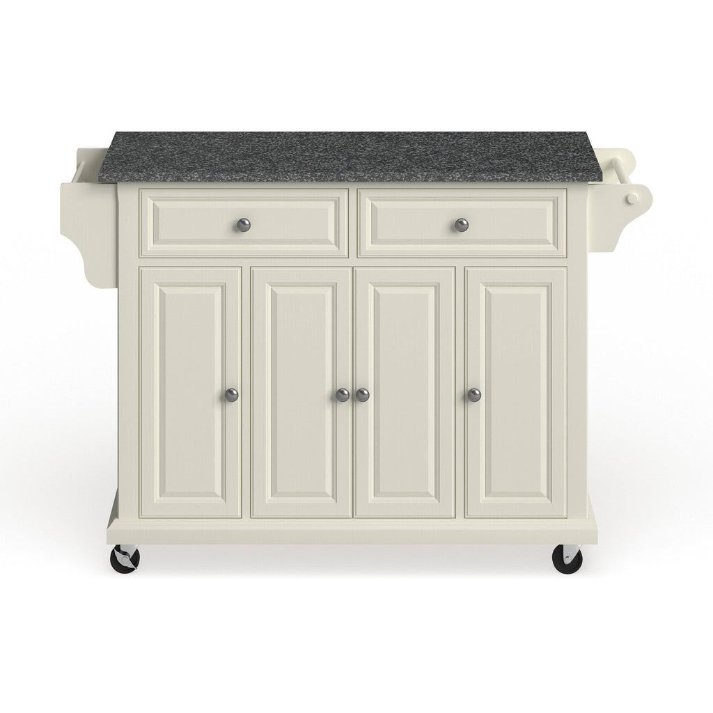 White Wood and Granite Kitchen Cart B560984