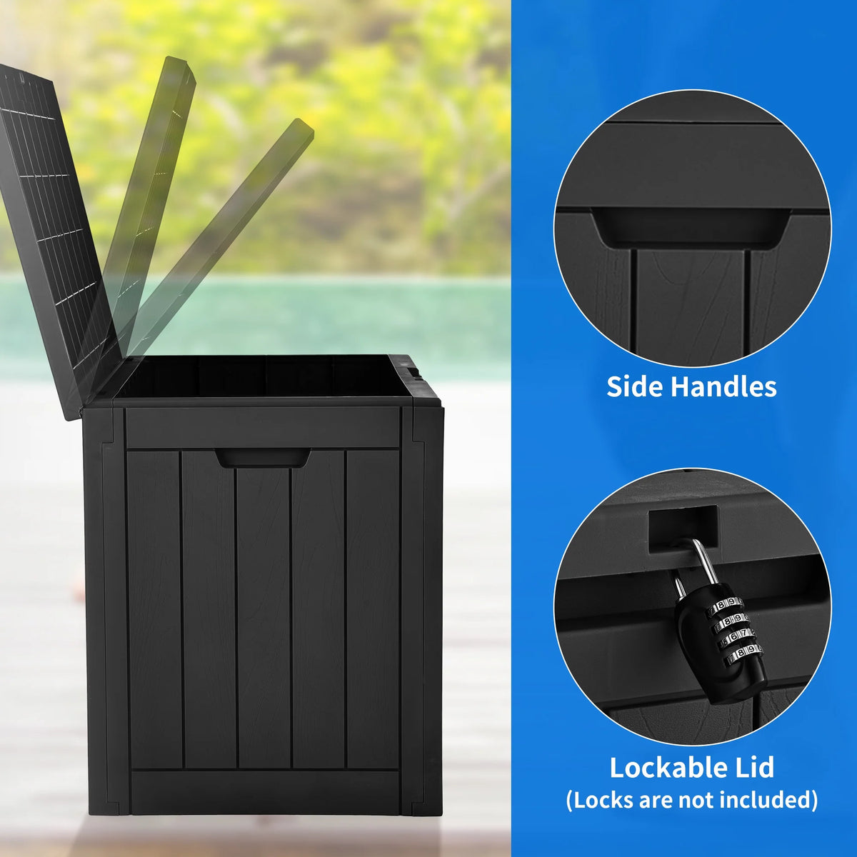 30 Gallon Black Waterproof Resin Outdoor Storage Chest X357083