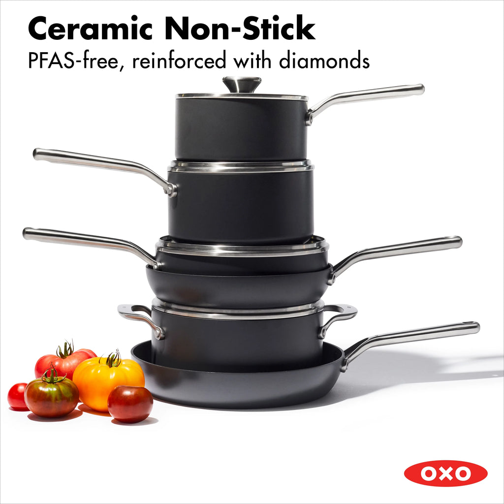 10 Piece Hard Anodized Nonstick Cookware Set, Black V7078