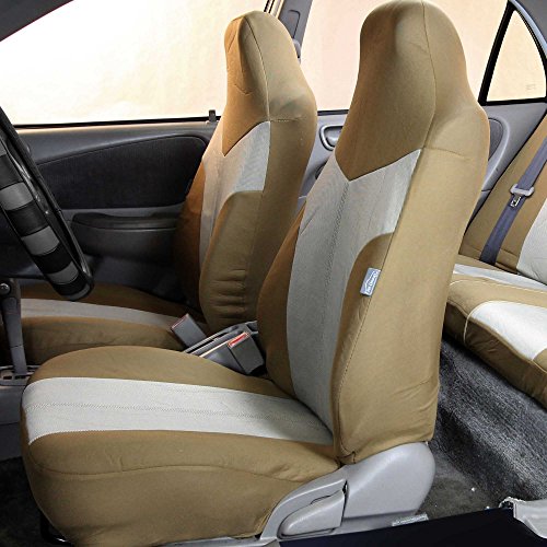 Beige Twill Car Seat Covers Full Set R2008