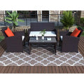 4 Pieces All-Weather Rattan Seating Set Brown P44745