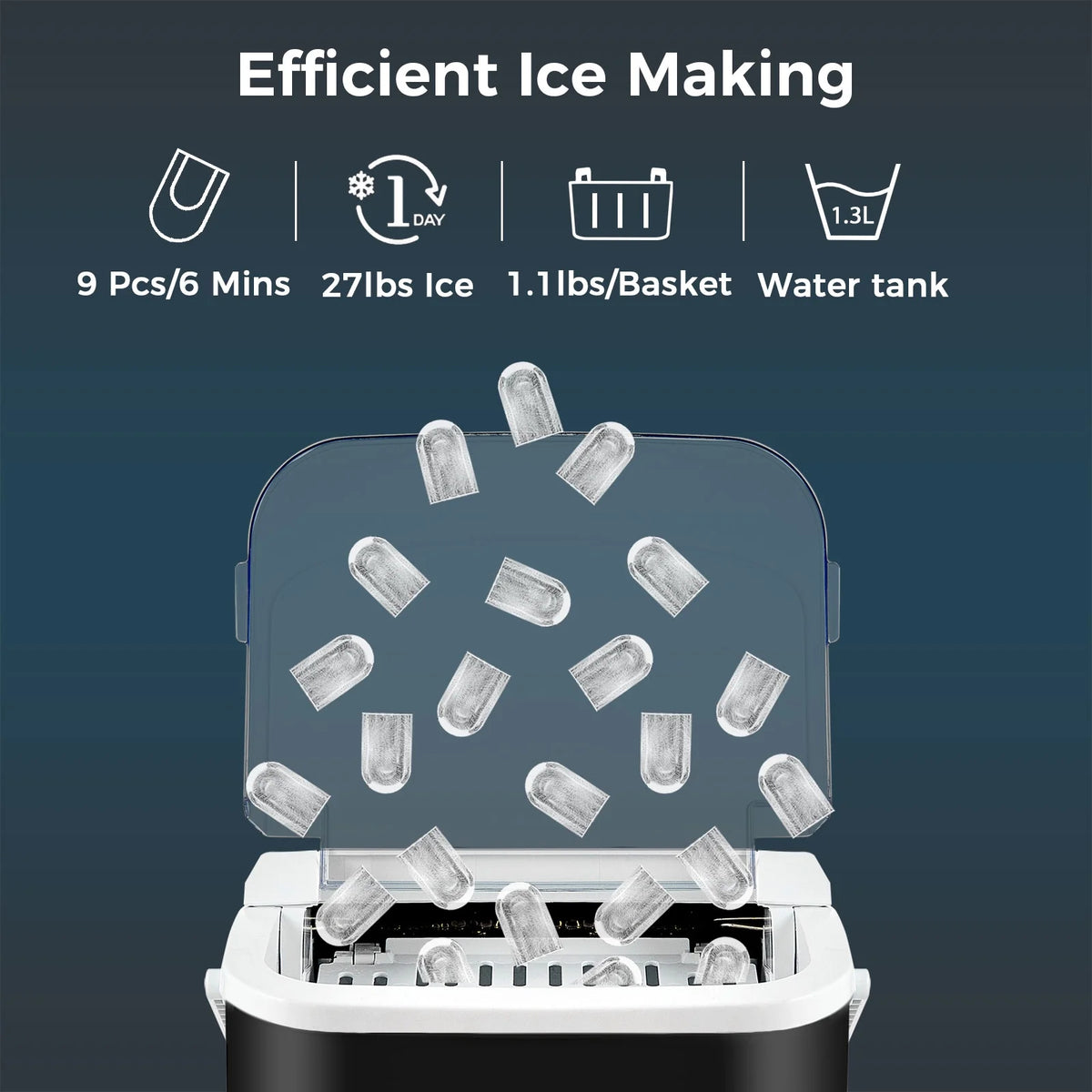 Black Self-Cleaning Ice Maker O508