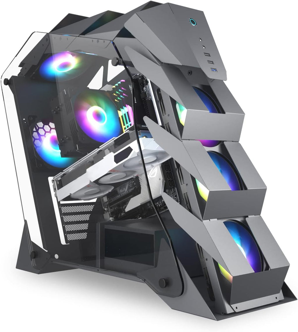 Black M-ATX Mid-Tower PC Gaming Case with 200mm RGB Fan P971027