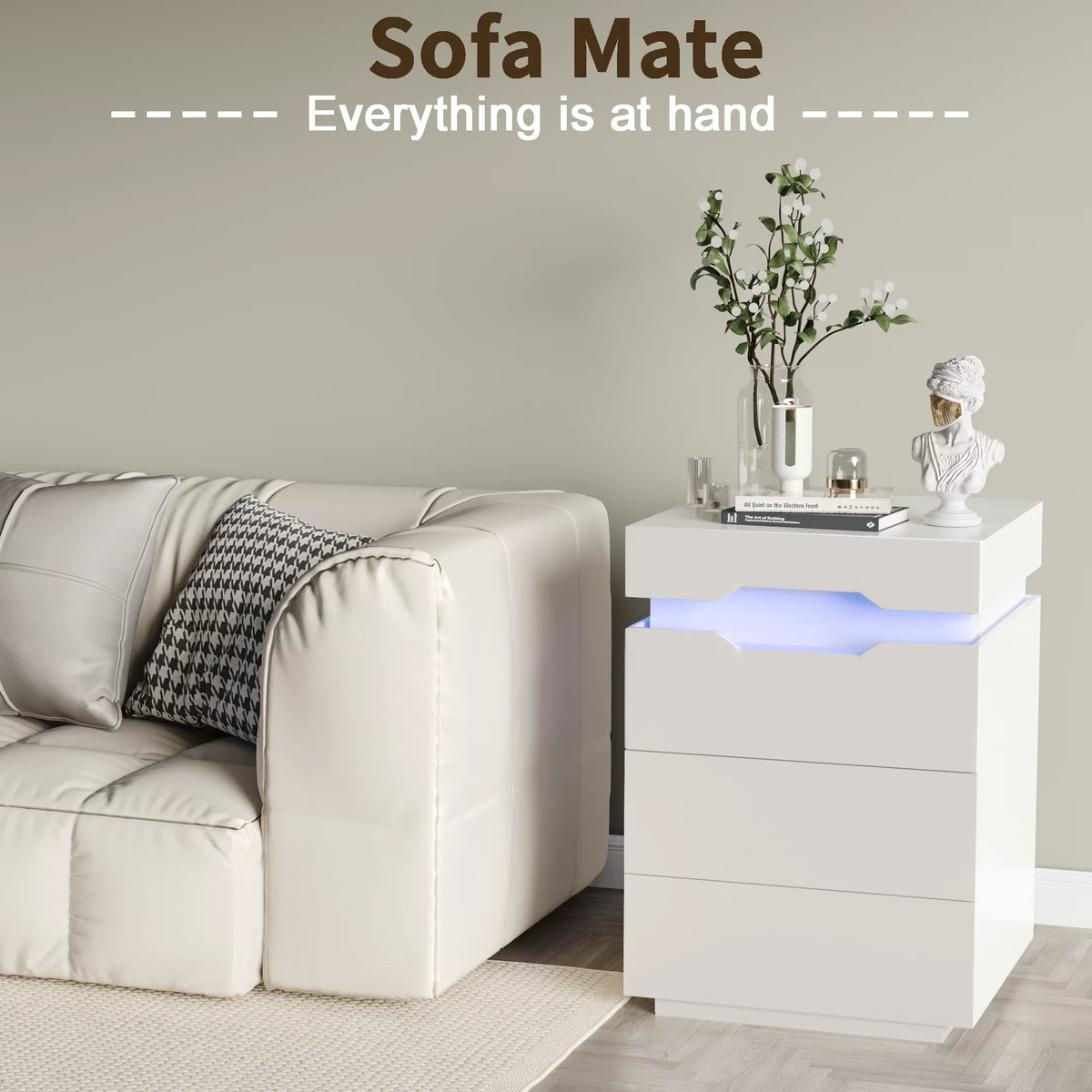 White 2 Drawer Nightstand with Charging Ports S827901