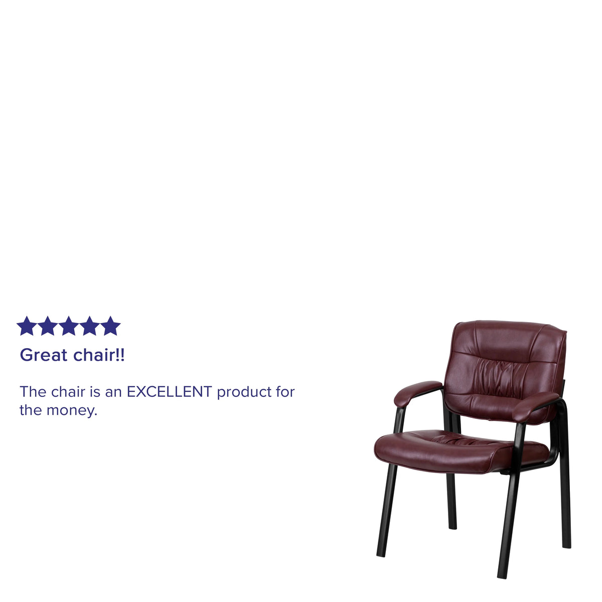 Burgundy LeatherSoft Executive Side Reception Chair with Black Metal Frame H838759