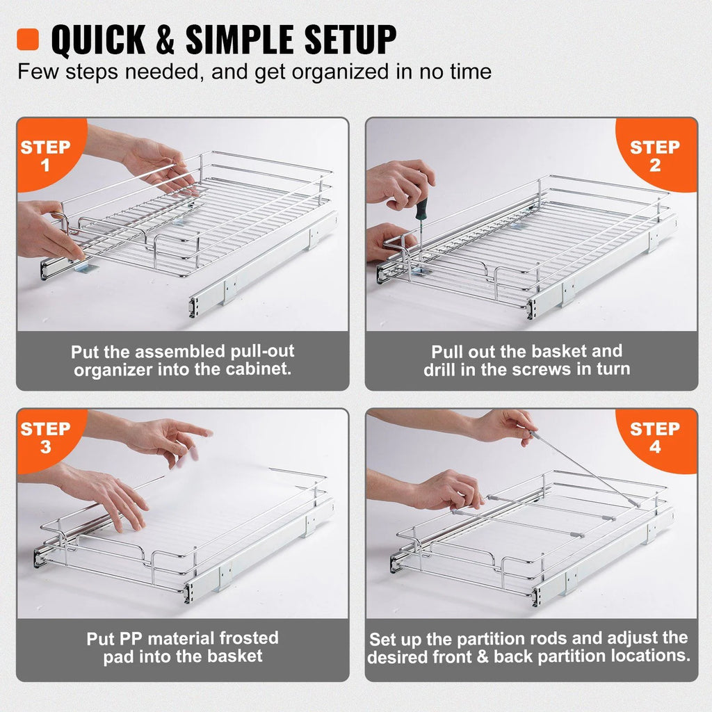 Chrome Steel Pull Out Cabinet Organizer L39126