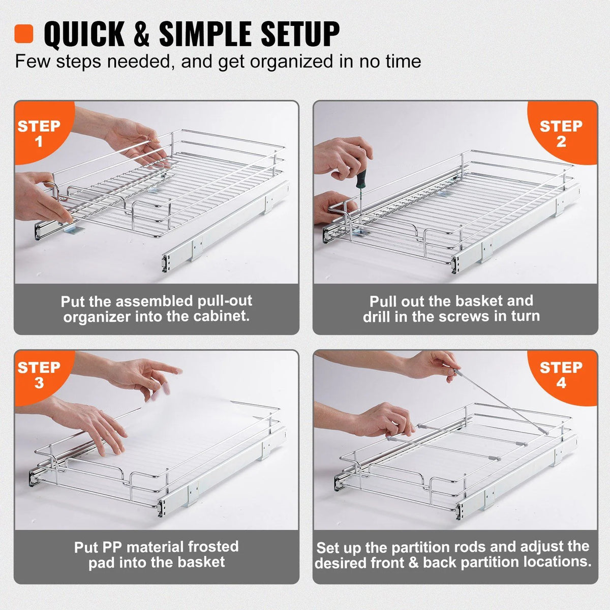 Chrome Steel Pull Out Cabinet Organizer L39126