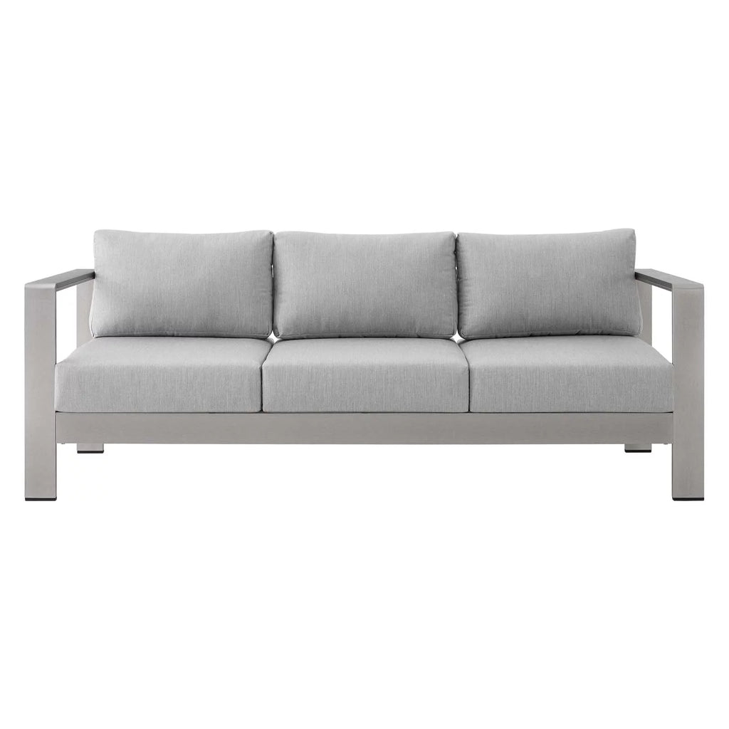 Silver Grey Modern Outdoor Sectional Sofa Chair Table Set L347