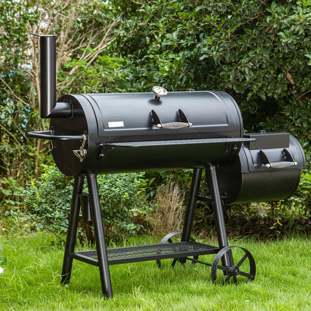 Charcoal Grill with Offset Smoker 941 sq.in. Extra Large BBQ Grill Black R45742