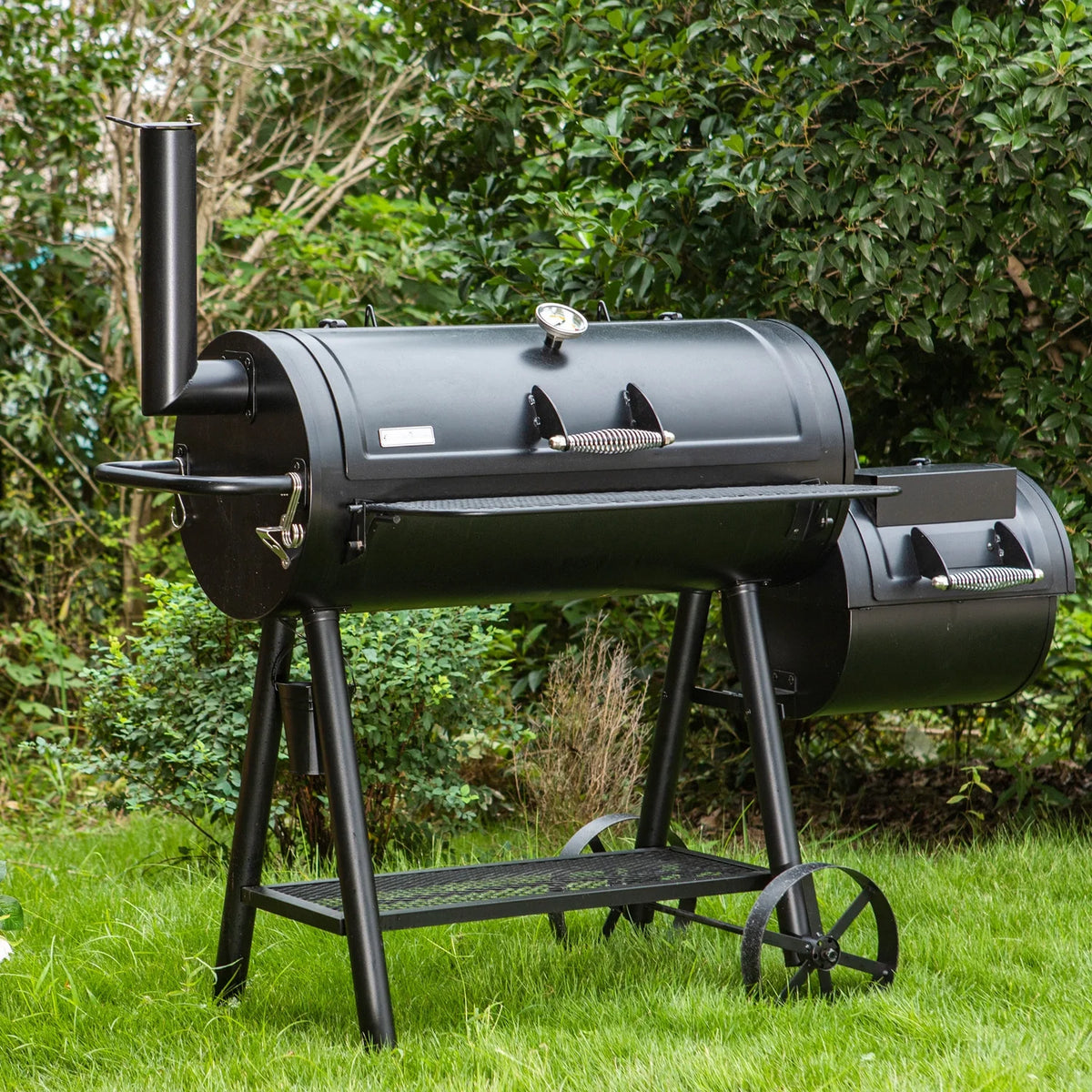 Charcoal Grill with Offset Smoker 941 sq.in. Extra Large BBQ Grill Black R45742
